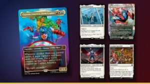 Captain America, Team Leader with Agent Phil Coulson, Spectacular Spider-Man, Captain America, Wings of Freedom and Avengers Assemble! Magic cards