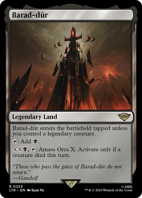 Barad-dûr MTG card, a key land in the Sauron Commander deck