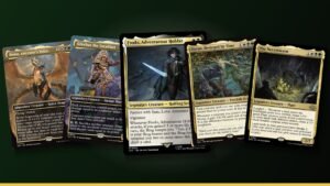 Frodo, Adventurous Hobbit, Betor, Ancestor's Voice, Felothar the Steadfast, Doran, Besieged by Time and The Necrobloom Magic cards