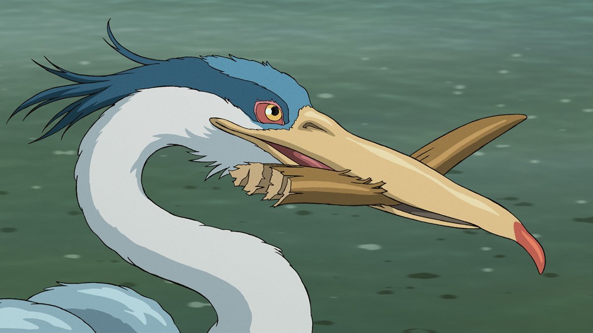 The grey heron in The Boy and the Heron