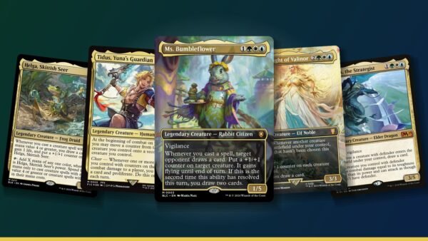 Ms. Bumbleflower, Tidus, Yuna's Guardian, Helga, Skittish Seer, Galadriel, Light of Valinor and Arcades, the Strategist Magic cards