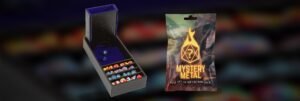 Forged Dice Co. Citadel dice tray and tower with dice, and a Mystery Metal dice pack