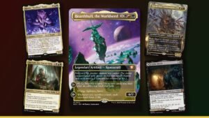 Hearthhull, the Worldseed, Henzie Toolbox Torre, Auntie Ool, Cursewretch, Korvold, Fae-Cursed King and Eddie Brock Magic cards
