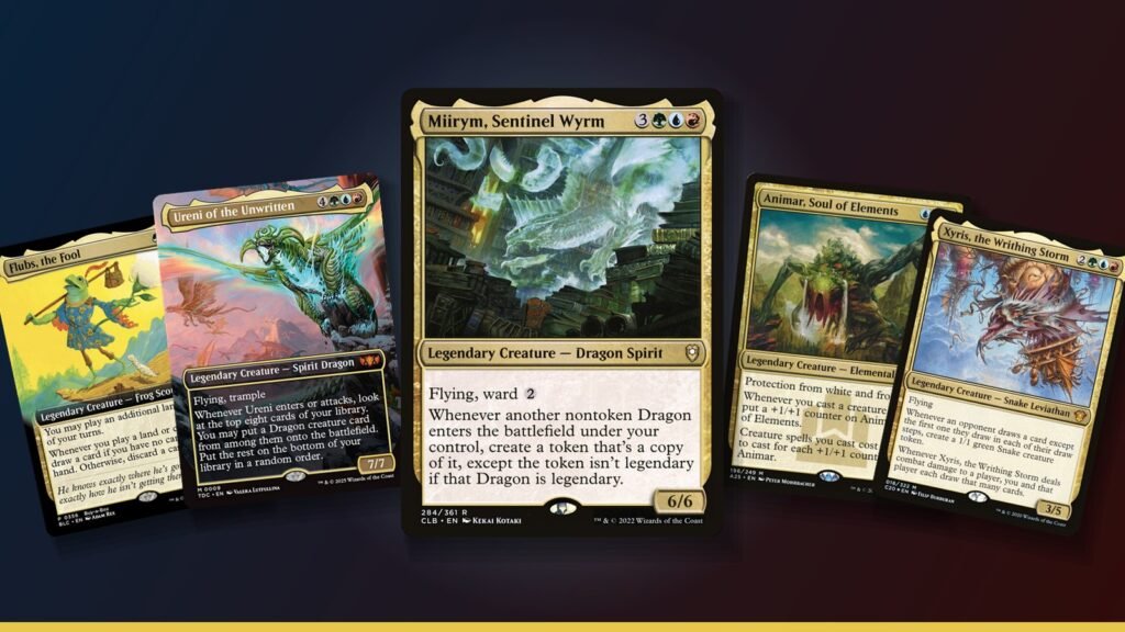 Miirym, Sentinel Wyrm, Ureni of the Unwritten, Animar, Soul of Elements, Flubs, the Fool and Xyris, the Writhing Storm Magic cards