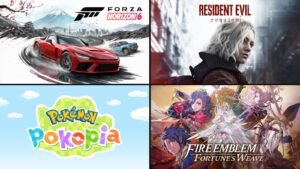 Official art from Forza Horizon 6, Resident Evil Requiem, Pokémon Pokopia and Fire Emblem: Fortune's Weave