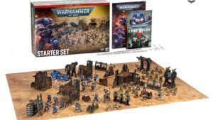 Warhammer 40,000 Starter Set 2026 with Space Marines and Orks Combat Patrols, terrain, game board and Core Rules