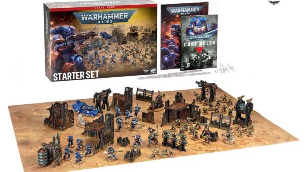 Warhammer 40,000 Starter Set 2026 with Space Marines and Orks Combat Patrols, terrain, game board and Core Rules