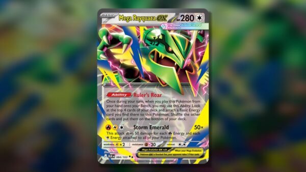 Mega Rayquaza ex card from Pokémon TCG Delta Reign, card 084/103