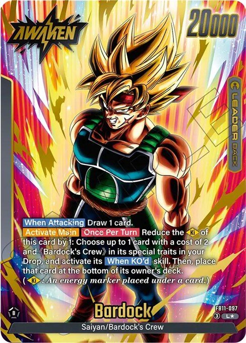 Bardock FB11-097 Leader Alternate Art card from Dragon Ball Fusion World Brightness of Hope