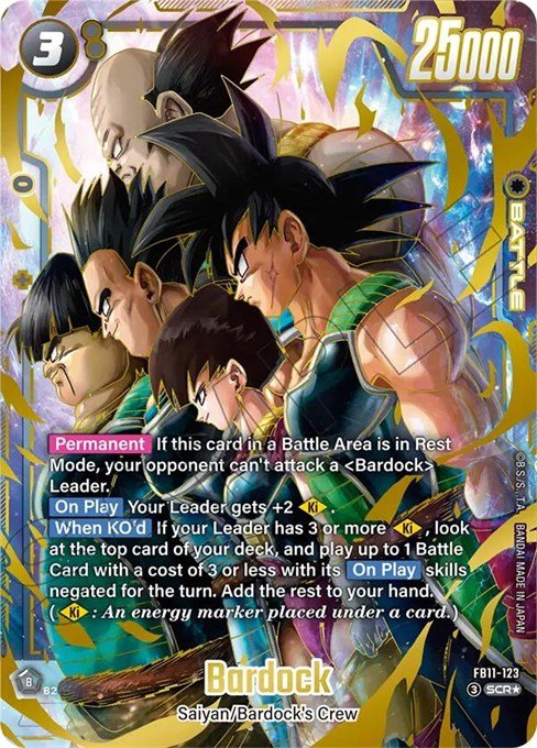 Bardock FB11-123 Secret Rare Alternate Art card from Dragon Ball Fusion World Brightness of Hope