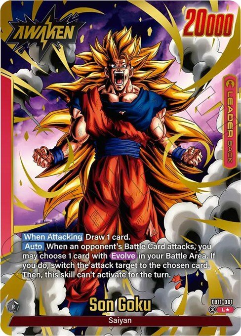 Son Goku FB11-001 Leader Alternate Art card from Dragon Ball Fusion World Brightness of Hope