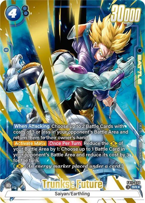 Trunks: Future FB11-036 Super Rare Alternate Art card from Dragon Ball Fusion World Brightness of Hope