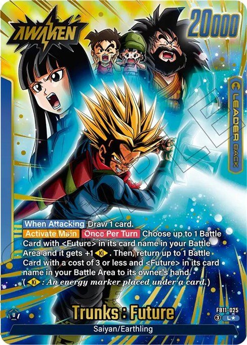 Trunks: Future and Son Gohan: Future FB11-025 Leader Alternate Art card from Brightness of Hope
