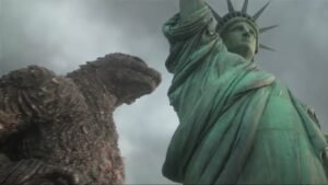Godzilla next to the Statue of Liberty in the Godzilla Minus Zero first-look teaser