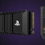 Sandisk Optimus GX PRO 850P PS5 SSD with PlayStation logo next to a Sandisk Optimus GX C50 Xbox Storage Expansion Card