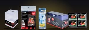 Ultra PRO penny sleeves, toploaders, a graded card box and magnetic holders with Dragon Shield Perfect Fit sleeves