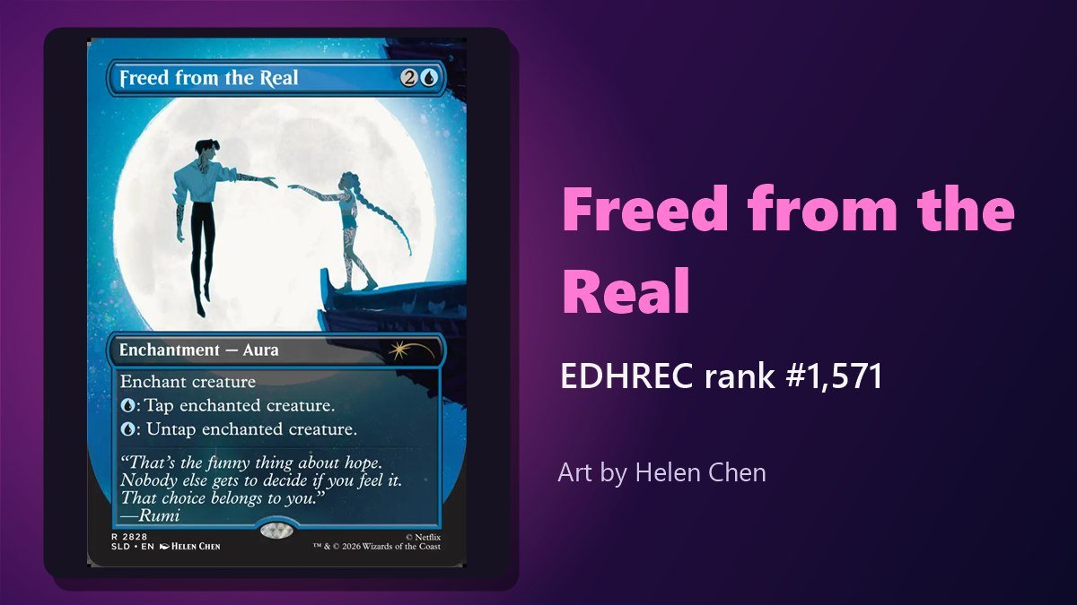Freed from the Real card with a moonlit rooftop scene from Secret Lair x KPop Demon Hunters
