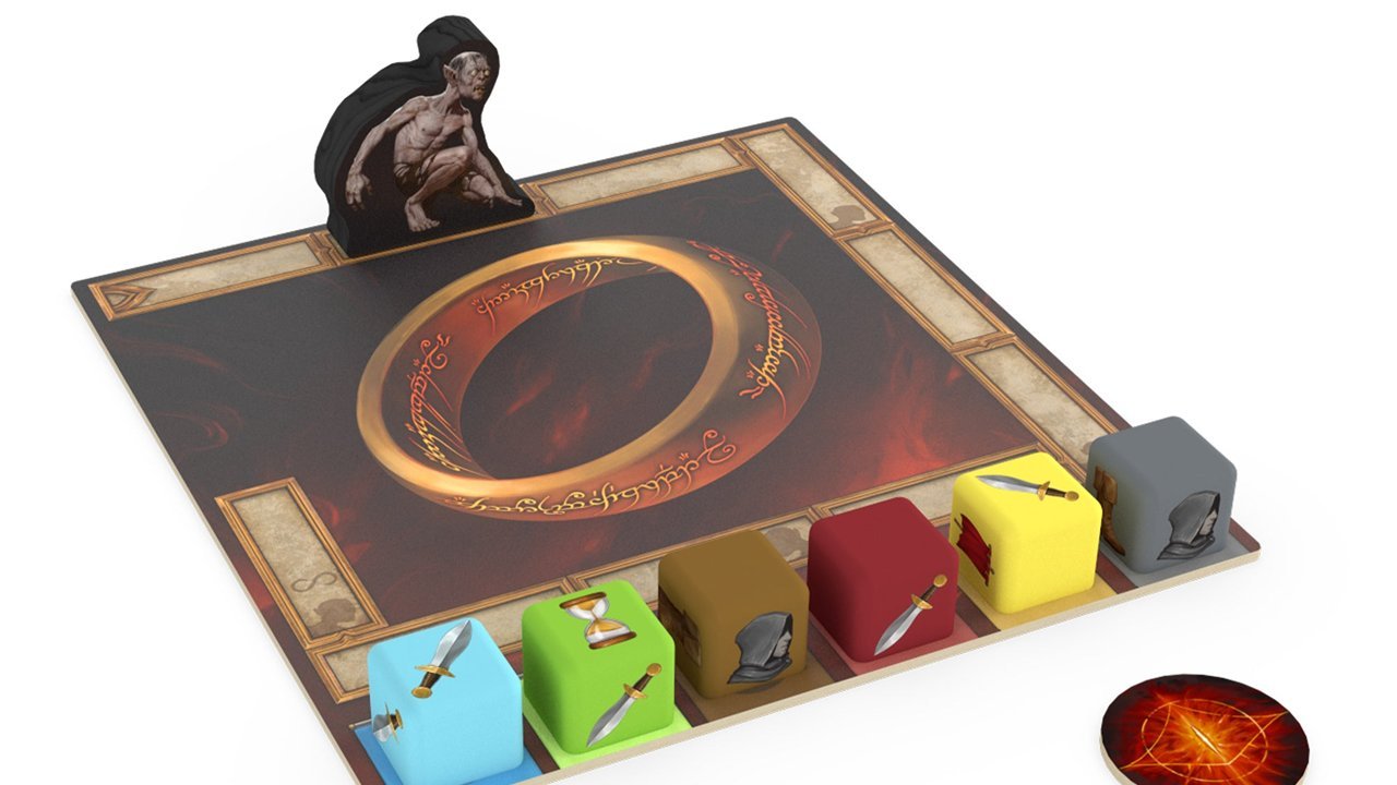 Circle of Conflict Ring board with the wooden Gollum marker and the custom nation dice