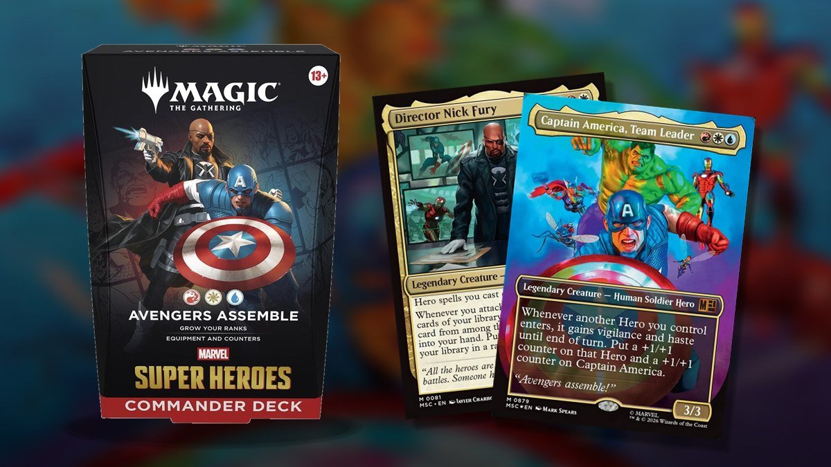 Avengers Assemble Commander deck box with Captain America, Team Leader and Director Nick Fury cards
