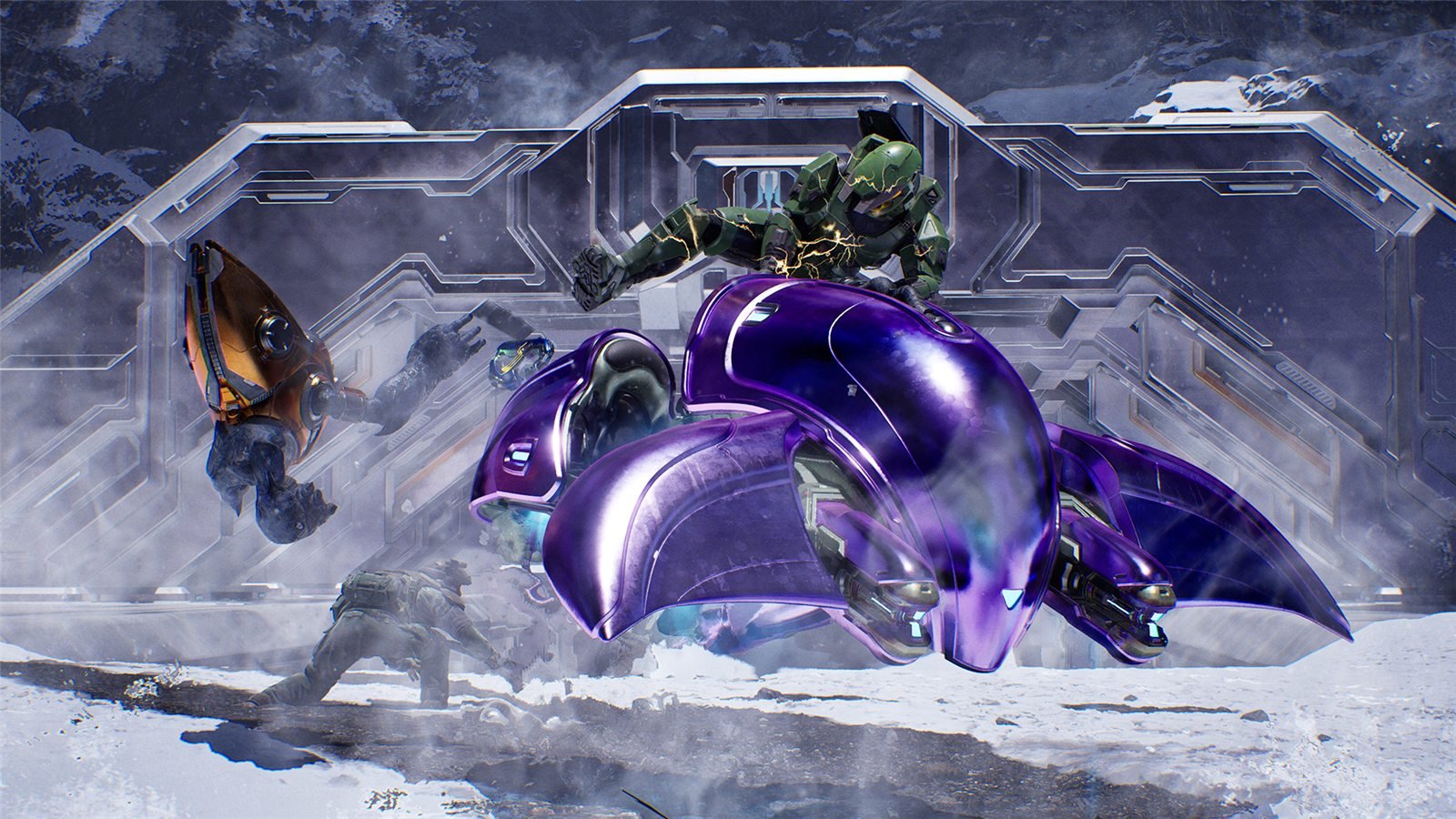 Master Chief hijacking a Ghost vehicle in Halo Campaign Evolved