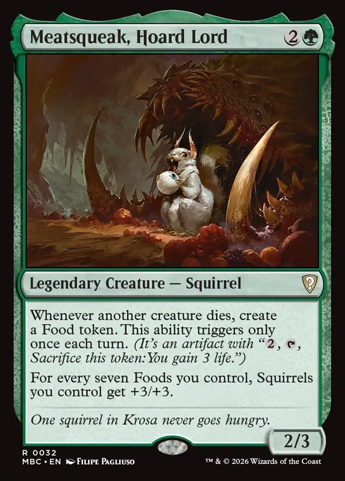 Meatsqueak, Hoard Lord squirrel commander from Mystery Booster Commander Edition