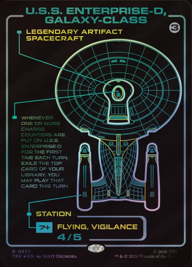 U.S.S. Enterprise-D, Galaxy-Class showcase Magic: The Gathering card, an upgrade for the Federation Fleet Commander deck
