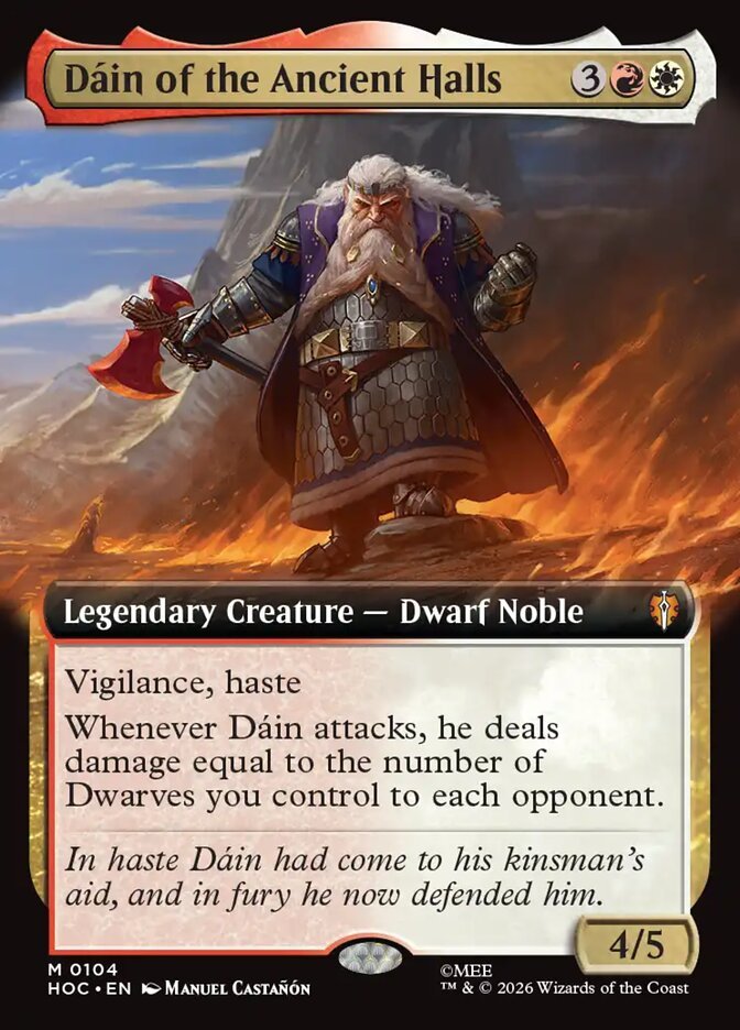 Dain of the Ancient Halls extended-art card from MTG The Hobbit Commander