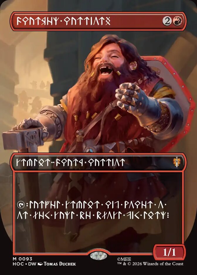 Dwarven Warriors Dwarvish language card from MTG The Hobbit Commander