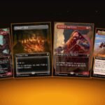 MTG The Hobbit Collector Booster cards: Cavern-Hoard Dragon classic artist, Treasure Vault and Dwarven Warriors in Dwarvish, and Dain of the Ancient Halls extended art