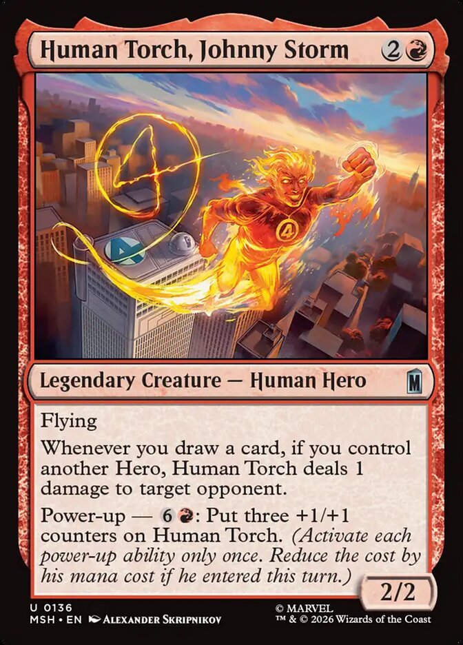 Human Torch, Johnny Storm Magic: The Gathering card, an upgrade for The Fantastic Four Commander deck