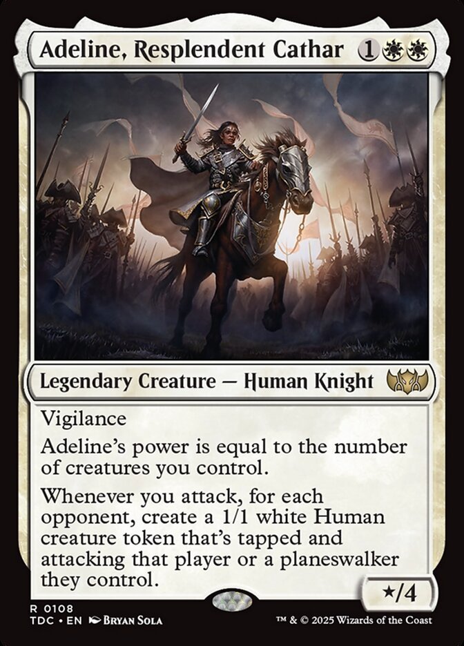 Adeline, Resplendent Cathar Magic: The Gathering card, an upgrade for the Klingon Fury Commander deck