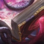 The Darkhold key art from MTG Marvel: Darkhold Destiny by Yohann Schepacz: a tentacled book of dark magic