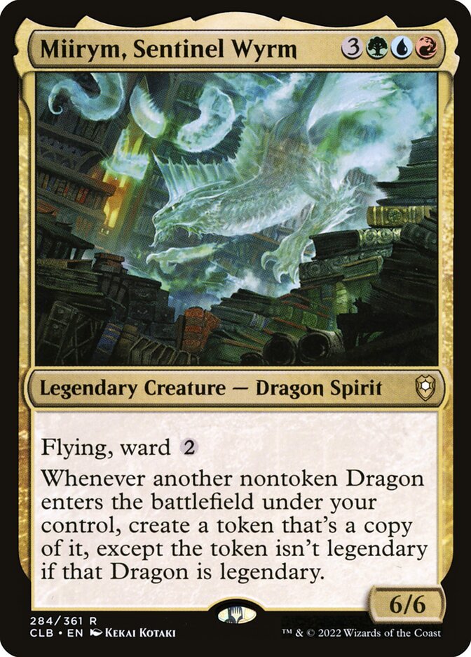 Miirym, Sentinel Wyrm, a Temur commander in Magic: The Gathering