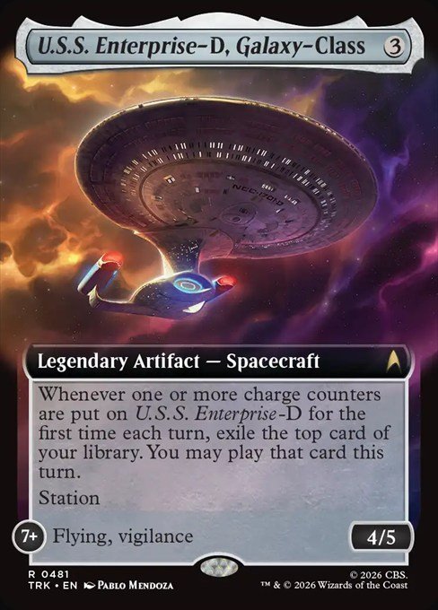 U.S.S. Enterprise-D, Galaxy-Class extended art card from MTG Star Trek
