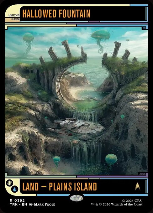 Hallowed Fountain LCARS frame shock land from MTG Star Trek