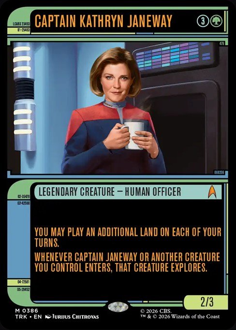 Captain Kathryn Janeway LCARS frame card from MTG Star Trek