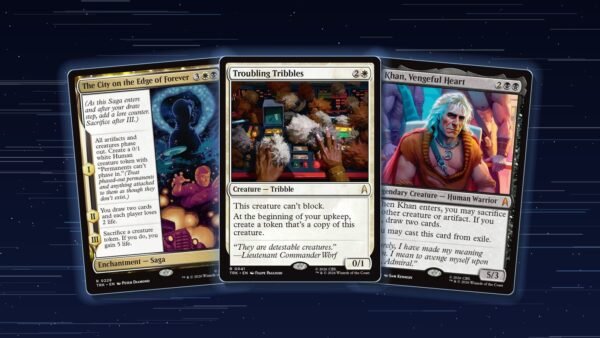 MTG Star Trek: What to Buy (Every Product Ranked by Value) The City on the Edge of Forever, Troubling Tribbles and Khan, Vengeful Heart cards from MTG Star Trek