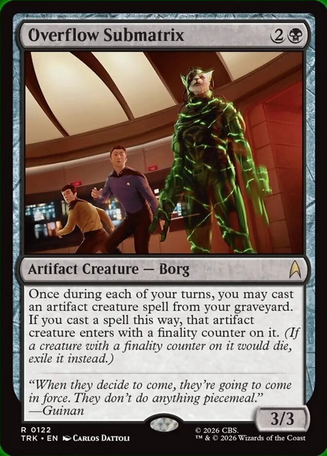 Overflow Submatrix Magic: The Gathering Star Trek card, an upgrade for the We Are the Borg Commander deck