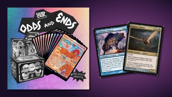 Secret Lair Odds and Ends Commander deck with Perplexing Chimera and Magister Sphinx upgrade cards
