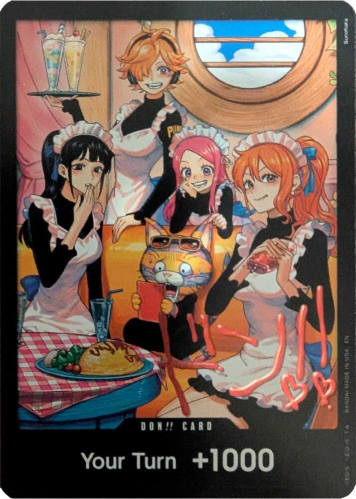 DON!! alternate art card showing Robin, Nami, Perona and Vivi in maid outfits from One Piece EB-05 Heroines Edition Vol. 2