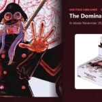 Official One Piece Card Game OP-18 The Dominance of God key art of Saint Gunko next to the OP-18 booster box