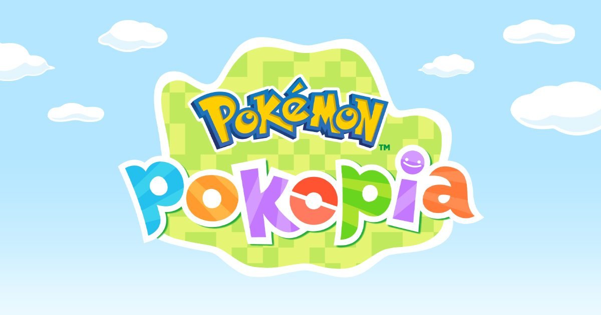 Pokémon Pokopia logo on a sky-blue background