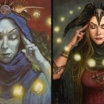 DiTerlizzi's 1999 Brainstorm art next to his 2026 Thoughtseize art from Secret Lair Duality Distorted