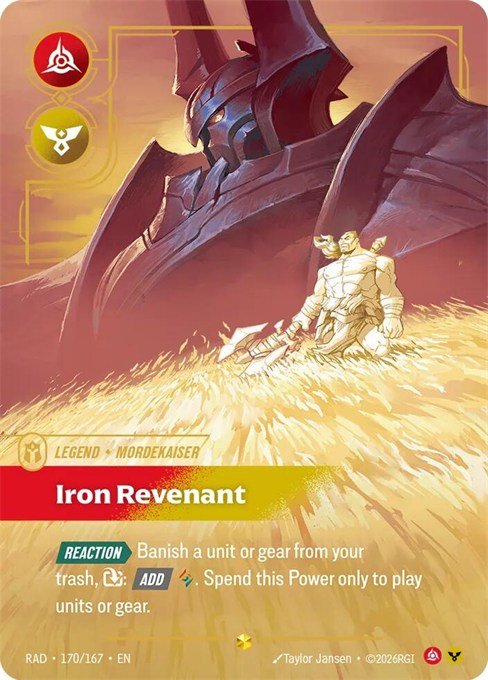Mordekaiser, Iron Revenant Overnumbered card from Riftbound Radiance, 170/167