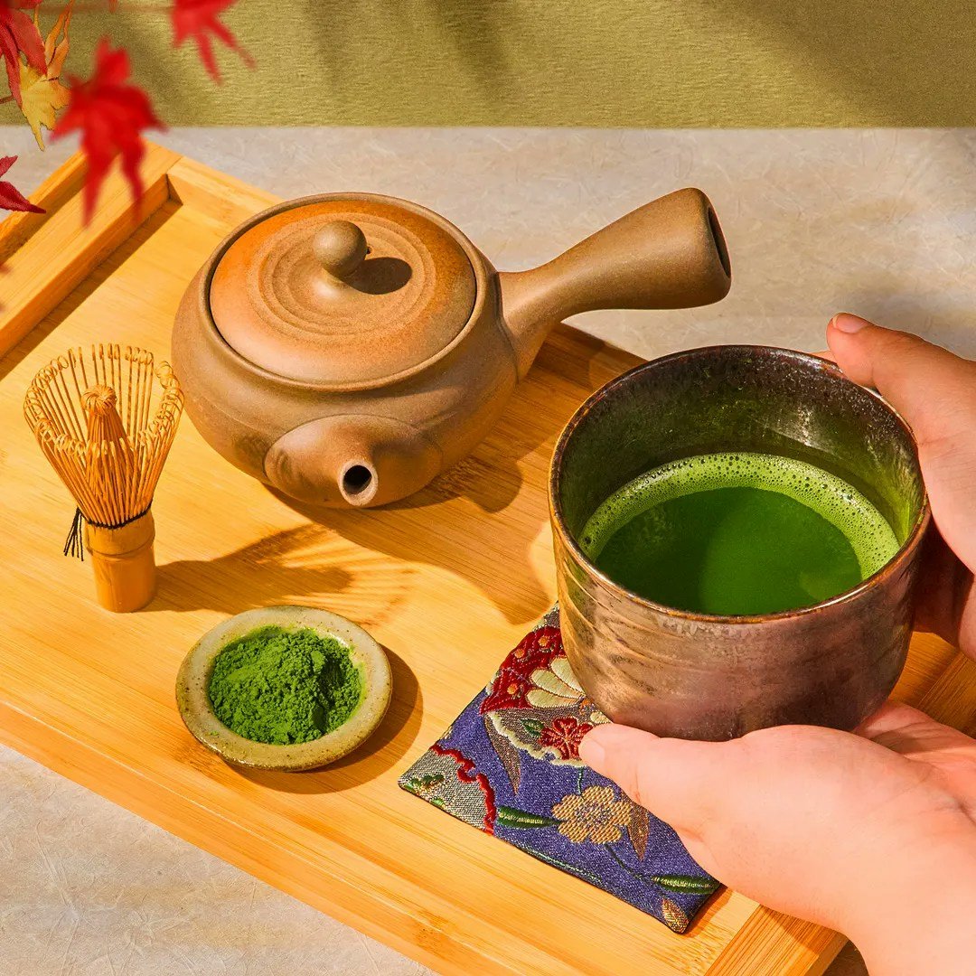 Sakai Matcha Tea Ceremony Set with matcha powder, matcha bowl and bamboo whisk