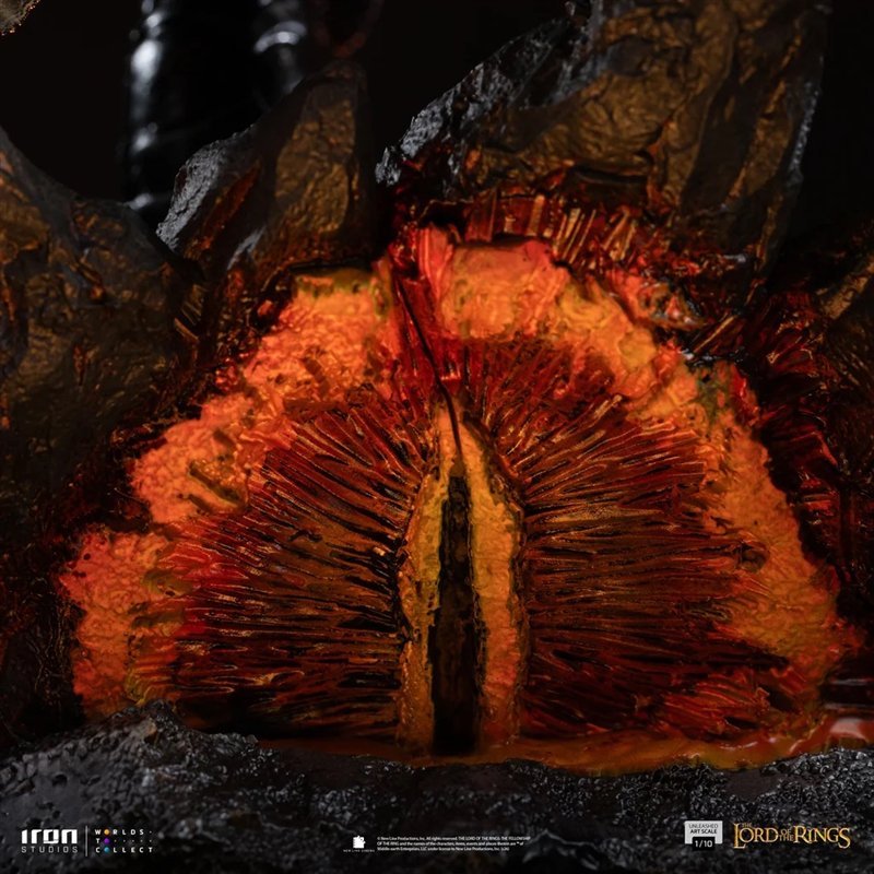 The Eye of Sauron sculpted into the Sauron Unleashed statue base