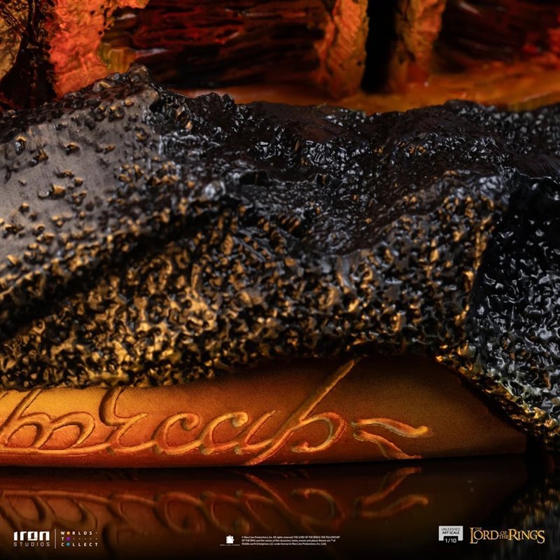 The One Ring inscription in the lava rock of the Sauron Unleashed base