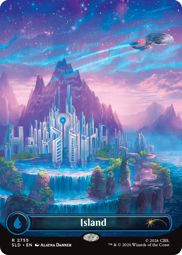 Secret Lair x Star Trek New Worlds Island with an alien crystal city