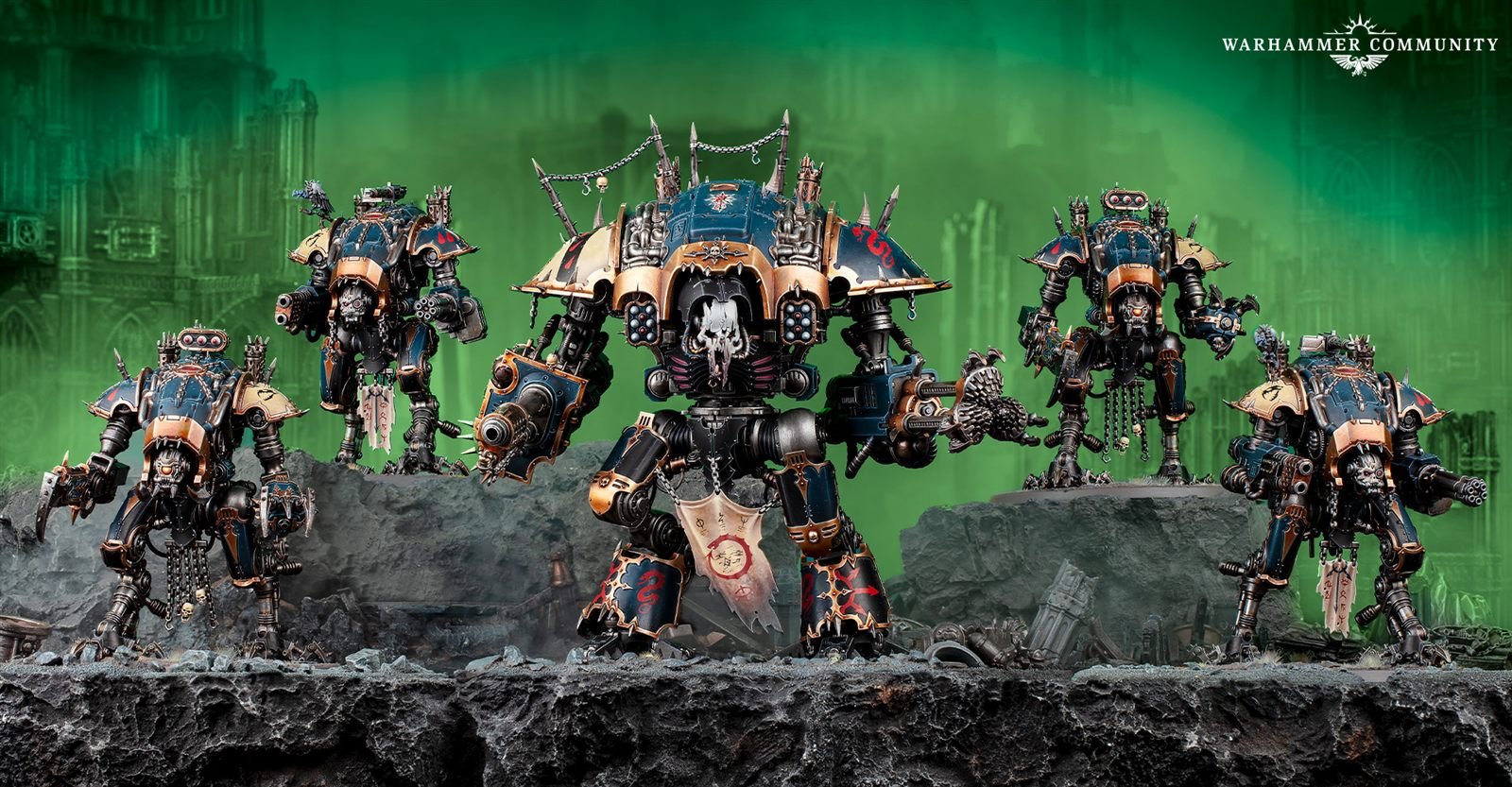 Chaos Knights Helhunt Lance Battleforce with a Knight Ruinator and four War Dog Stalkers