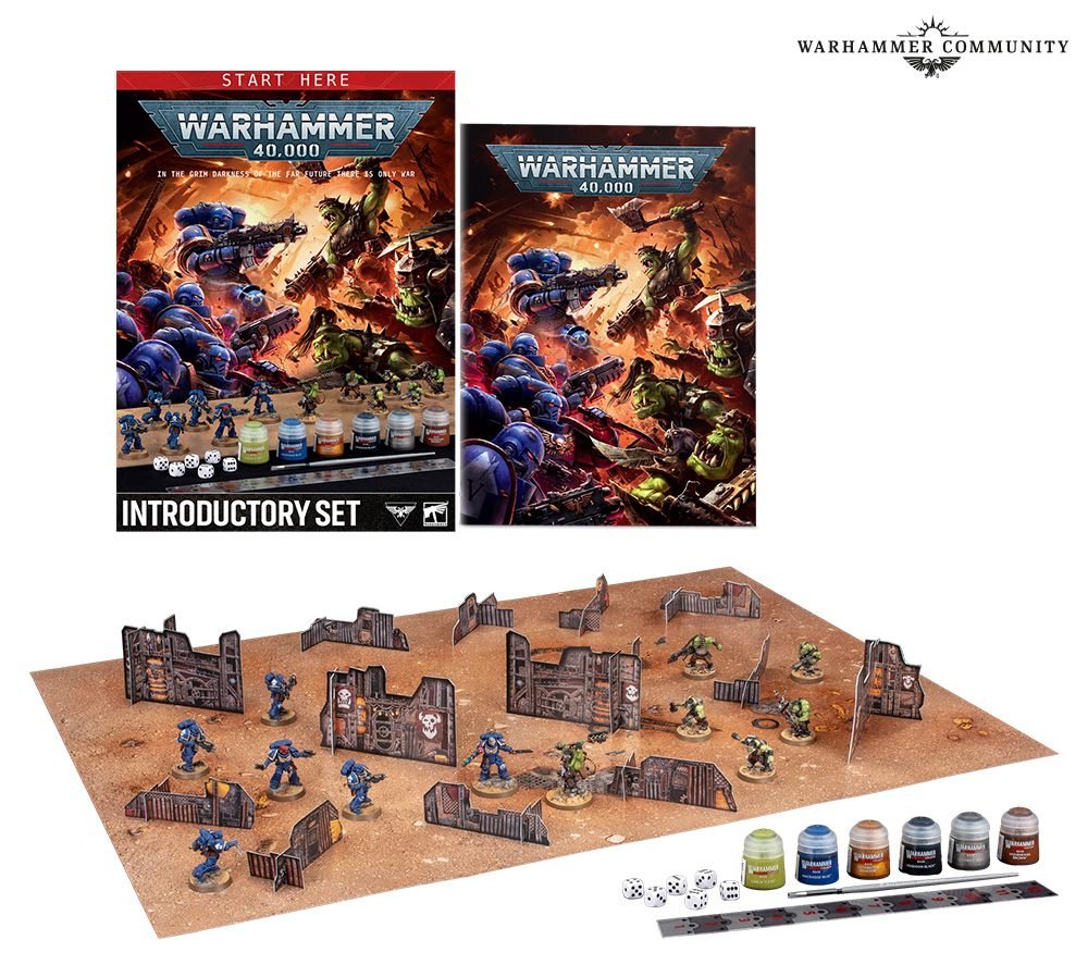Warhammer 40,000 Introductory Set 2026 with Space Marines, Orks, paints, playmat and card terrain